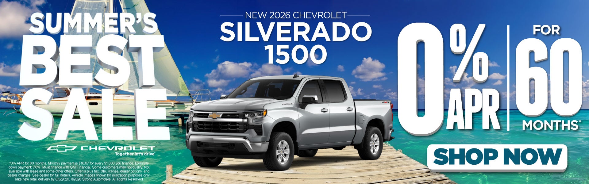 New 2026 Chevrolet Silverado 1500	0% APR for 60 Months*