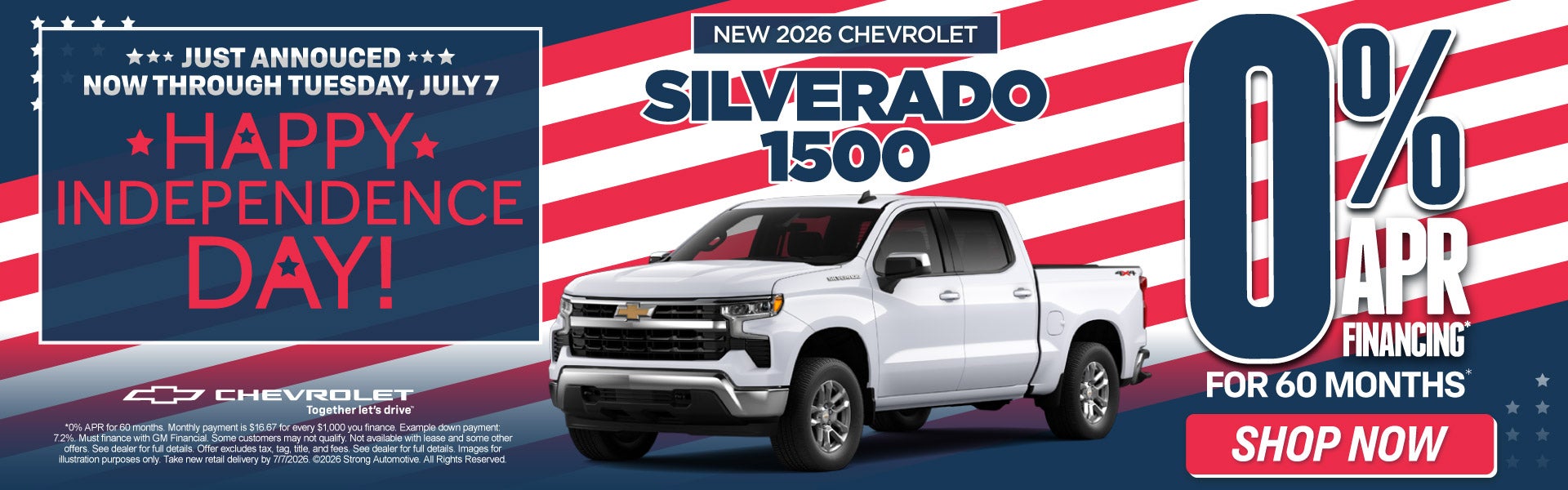 "Just Annouced - Now through Tuesday, July 7 New 2026 Chevro