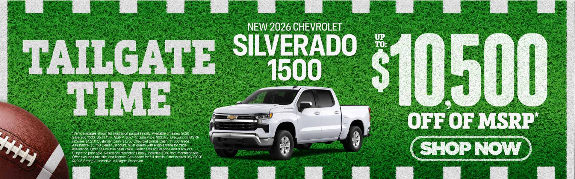 New 2026 Chevrolet Silverado 1500	Up to $10,500 off of MSRP*